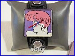 Vintage RARE SQUARE Peter Max Swiss Watch 1986 Signed Rare Pink Hair Pop Art F69
