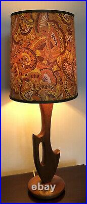 Vintage RETRO free form TEAK MID CENTURY MODERNIST EAMES ERA lamp original SHADE