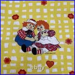 Vintage Raggedy Ann Andy Yellow White Waffle Blanket Inches Bobb Merrill Co