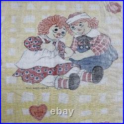 Vintage Raggedy Ann Andy Yellow White Waffle Blanket Inches Bobb Merrill Co