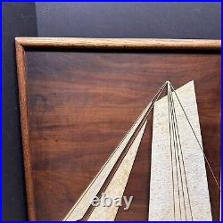 Vintage RanSu MCM Mid Century Wall Hanging CLIPPER SHIP Wood Art NEW YORK