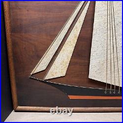 Vintage RanSu MCM Mid Century Wall Hanging CLIPPER SHIP Wood Art NEW YORK