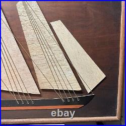 Vintage RanSu MCM Mid Century Wall Hanging CLIPPER SHIP Wood Art NEW YORK