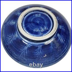 Vintage Rare 1960s Mid Century Art Pottery Cobalt Blue Fish Plate Signed Mideke