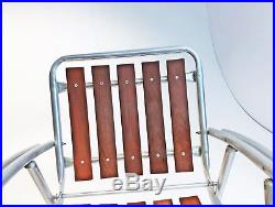 Vintage Redwood Folding Chair Pair (2) Aluminum Lawn Yard MID Century Retro