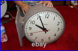 Vintage Retro 1950's Simplex Double Sided Curved Glass 15 Industrial Wall Clock