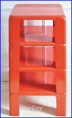 Vintage Retro 1960's Mario Bellini Four Red Stacking Nesting Tables
