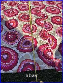 Vintage Retro 70s queen Bedspread Coverlet Pink Floral Mid Century Custom Made