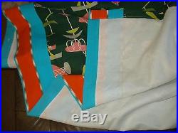 Vintage Retro Atomic BARKCLOTH Fabric 2 Panels Drapes Curtains Mid Century GREEN