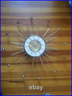 Vintage Retro Atomic Mid Century Starburst Sunburst Wall Clock not working