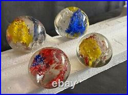 Vintage Retro Beautiful Design MID Century Clear Glass Paper Weight 4 Piece Lot