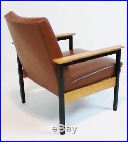Vintage Retro Cocgnac Leather Retro Industrial Style Mid Century lounge Armchair