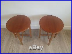 Vintage Retro Folding Side Tables Hundevad mid century Scandi Danish G plan x2