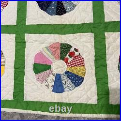 Vintage Retro Handmade Quilt Pattern 87x 87 American mid century fabrics