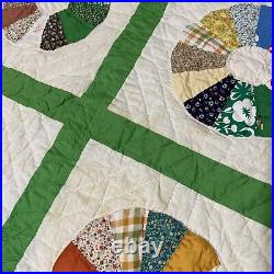 Vintage Retro Handmade Quilt Pattern 87x 87 American mid century fabrics