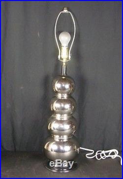 Vintage Retro MCM Mid Century Modern Chrome 4 Stacked Ball Sphere Orb Globe Lamp