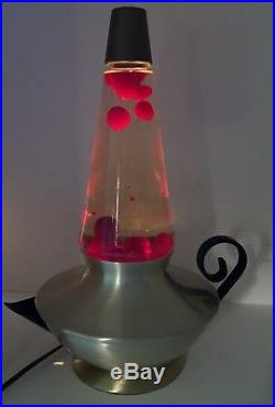 Vintage Retro MID Century Aladdin Genie Red Lava Lamp Light Works