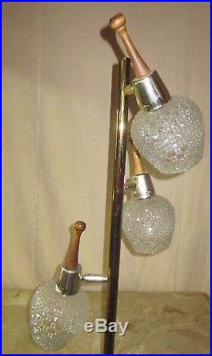 Vintage Retro MID Century Danish Era 3 Glass Shade Floor Lamp Nice