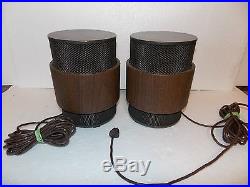 Vintage Retro MID Century Modern Electrohome Round Speakers In Walnut