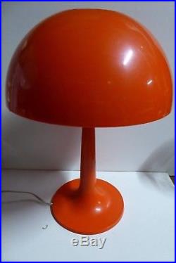 Vintage Retro MID Century Plastic Mushroom Table Lamp Bright Orange