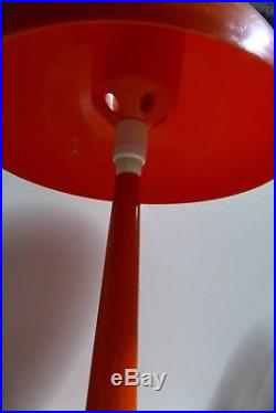 Vintage Retro MID Century Plastic Mushroom Table Lamp Bright Orange