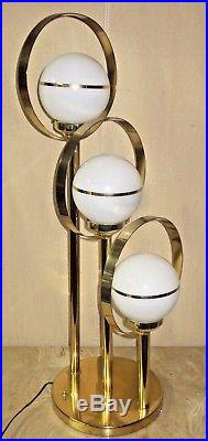 Vintage Retro MID Century Streamline Era Clover 3 Glass Shade Table Lamp Nice