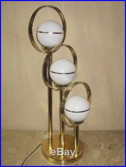 Vintage Retro MID Century Streamline Era Clover 3 Glass Shade Table Lamp Nice