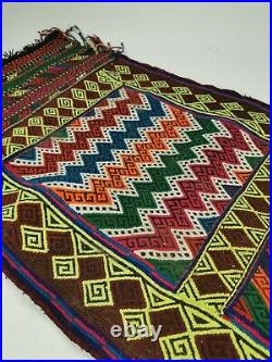 Vintage Retro Mid Century Aztec Brightly Coloured Hand Knotted Hall Runner Rug