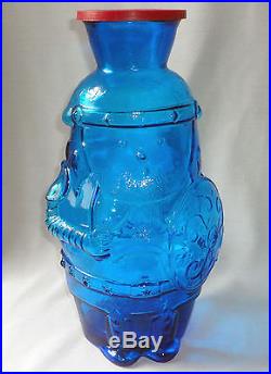 Vintage Retro Mid Century Blue Made In Italy Depose Large Art Glass Viking Bank