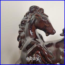 Vintage Retro Mid Century Ceramic Bronze Fighting Stallion HORSES BEAUTIFUL