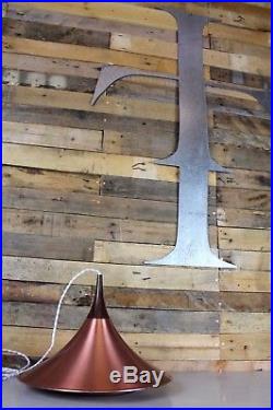 Vintage Retro Mid Century Danish Copper And Rosewood Refurbished Ceiling Light