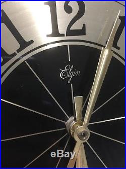 Vintage Retro Mid-Century ELGIN Starburst Wall Clock Large 27 Diameter