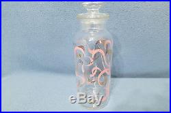 Vintage Retro Mid Century Glass Canister Apothecary Vanity Jar Pink & Gold Swirl