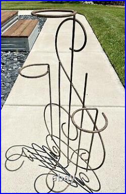 Vintage Retro Mid Century Metal Music Staff Clef Plant Stand (3 Pot) 33 1/2 Vtg