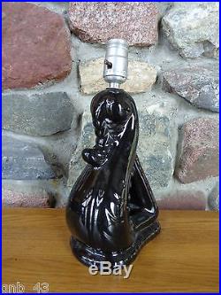 Vintage Retro Mid Century Modern Black Gloss Ceramic/Pottery Table Lamp