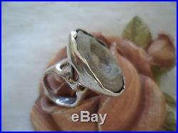Vintage Retro Mid Century Modernist Brutalist Jewelry Sterling Silver Ring Geode
