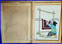 Vintage Retro Mid-Century Native American Tapestry (2) Male and Female