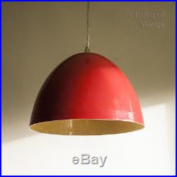 Vintage Retro Mid-Century Red Enamelled Scandinavian Pendant Light FREE UK P&P