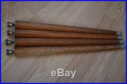Vintage Retro Mid Century Set of 4 Tapered Wood Oak 17 Table Legs withbrass caps