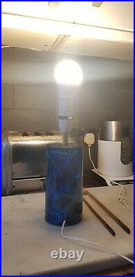 Vintage Retro Mid Century Shatterline Crushed Ice Table Lamp Rare Colour Blue