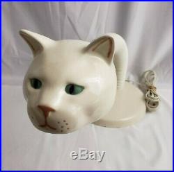 Vintage Retro Mid Century White Porcelain Cat Head Gooseneck Desk Lamp Light