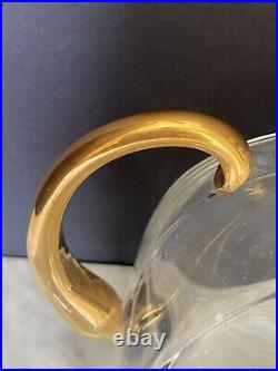 Vintage Retro Mid-century Decanter And Liqueur Shot Glasses Barware Golden Rim