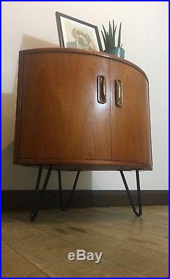 Vintage Retro Mid-century G-plan Teak Corner Cabinet On Industrial Hairpin Legs