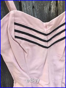Vintage Retro Pink Bathing Suit Swim Beach Ocean Wear Rockabilly Mid Century