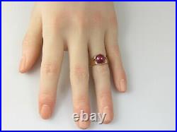 Vintage Retro Ruby Ring Estate Cabochon 14K Rose Gold Mid Century Red Jewelry