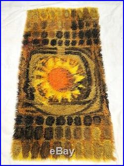 Vintage Retro Rug Scandi 1960s 1970s Retro Rya Mid Century Sunburst Sunflower