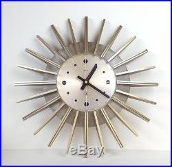 Vintage Retro Smiths Quartz Sunburst Wall Clock Mid-Century Modern 1960s 14