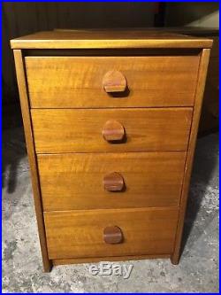 Vintage Retro Stag Teak Mid Century Bedside Cabinet Chest Of Four Drawers