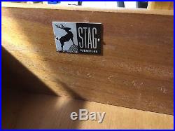 Vintage Retro Stag Teak Mid Century Bedside Cabinet Chest Of Four Drawers