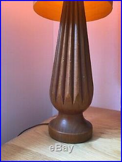 Vintage Retro Table Lamp Teak Fibreglass Shade 1950s 1960s Mid Century